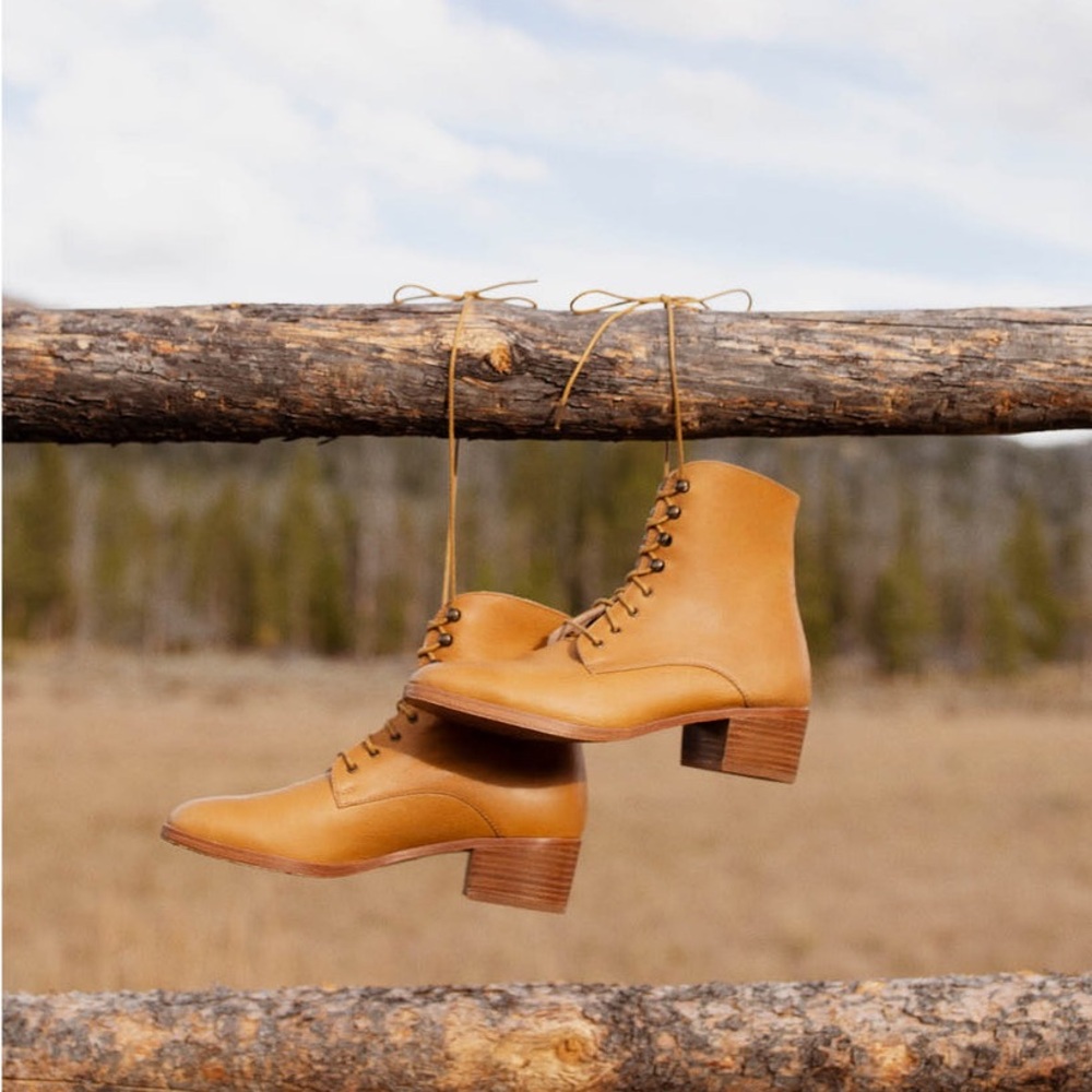 Christy Dawn The Dawn Boot Size 8 Camel Leather Lace-up. Worn once.